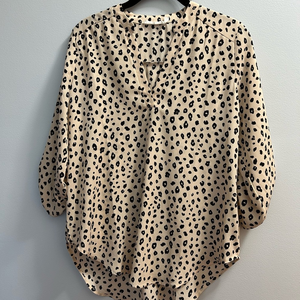 Lush Beige and Black Leopard Blouse